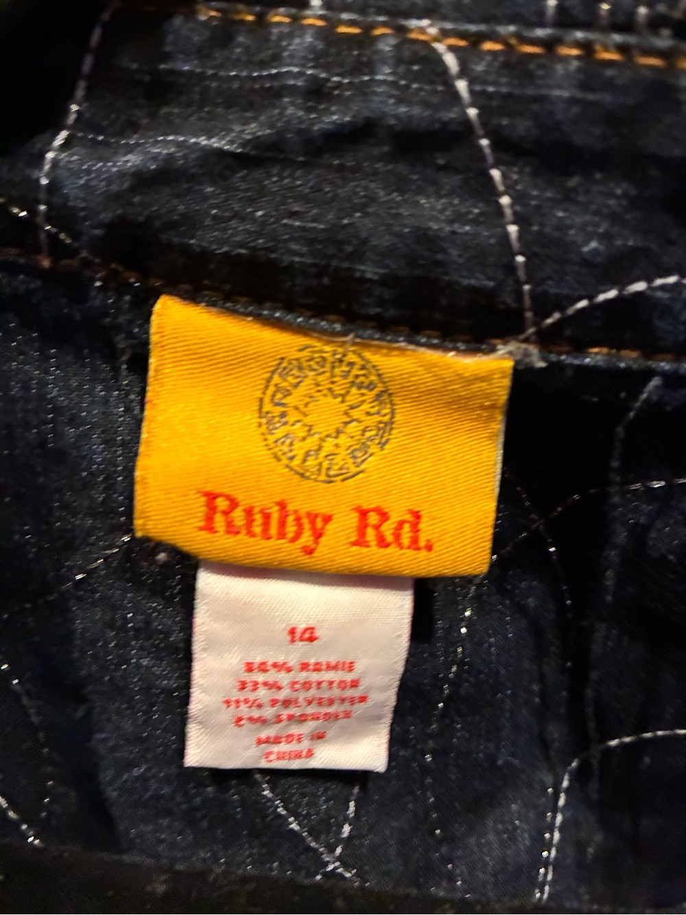 Ruby Red Dark Blue Sparkling Denim Jacket Size:14 - Picture 7 of 9